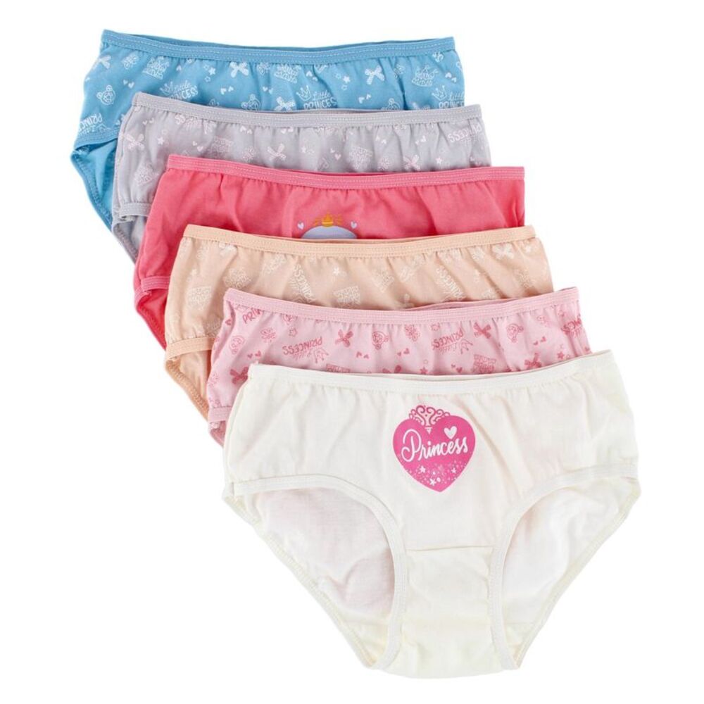 Mamia Girl's Cotton Princesses Bikini Panty (6 Pack)